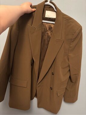 OAK + FORT Brown Double-Breasted Women's Blazer